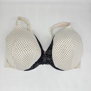 Cacique Polka Dot and Black Lace Full Coverage‎ Bra